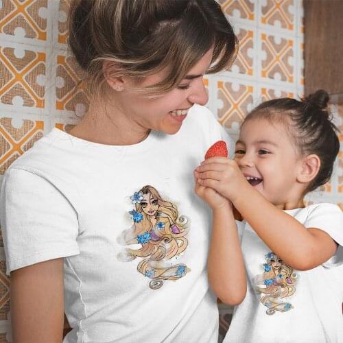 Disney Rapunzel Princess Pattern Family Clothes Fashion Look Harajuku Color Baby Girl Boy Women Men T-shirts Summer New Trend