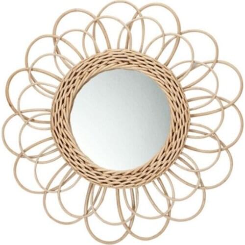 Rattan Dressing Mirror Innovative Art Decor Makeup Mirrors Bathroom Bedroom Wall Hanging Mirror Photo Props