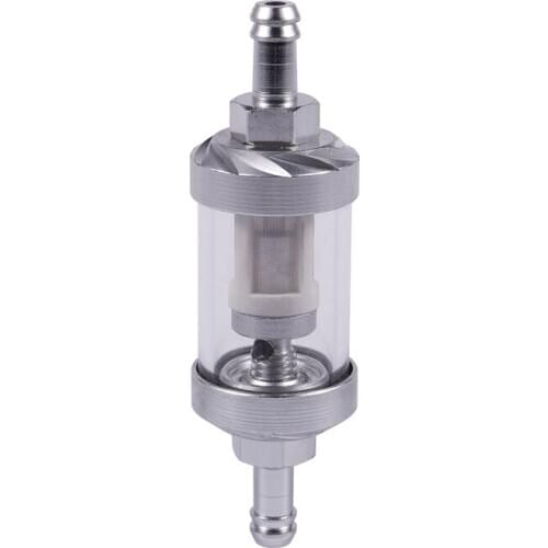 Universal Chrome Glass Fuel Petrol crude oil engine Inline Filter 5/16 "8mm Silver