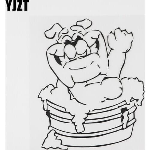 YJZT 12.2CMX14.8CM Creative Dog Taking A Bath Decal Vinyl Car Sticker Black/Silver 8A-0534