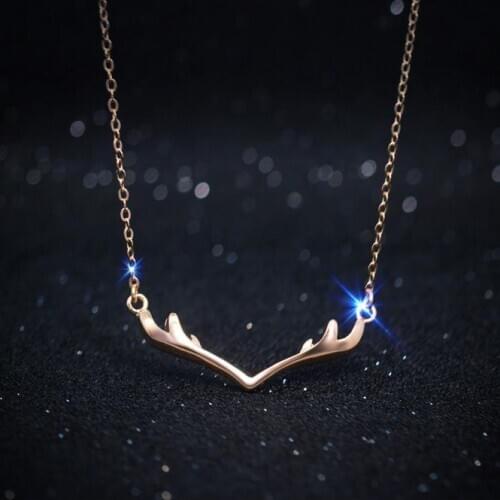 2018 Fashion 100% 925 Sterling Silver Pendant&Necklace For Women Girl, Lovely Deer Antler Necklace With 45cm Charms