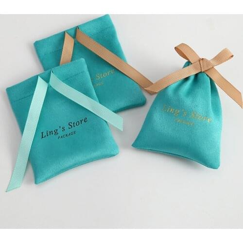 100 Velvet Pouches Personalized Flannel Jewelry Gift Bags Drawstring Packaging Bag for Makeup Wedding Decoration Custom Logo