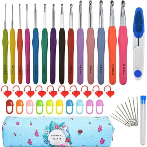 14 Extended Tpr Soft Handle Crochet Diy Hand Knitted Crochet Sweater Needle Crochet Set Needles For Knitting