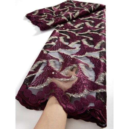 2021 African Frence Lace Fabric Tulle Lace African Wedding Nigeria Lace Fabric Embroidery Mesh Lace Fabric 2.5 Yards TY083