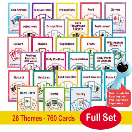 26 Categories 760 Cards Kids learn English word card English paper card childrens educational toys for kids Early Learning Toy