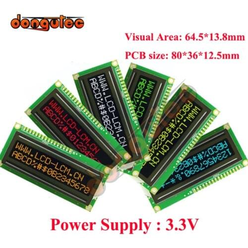 3.3V 162 1602 16X2 Character LCD Module Display Screen LCM Red Green White Orange Blue Yellow on FSTN Negative Black Background