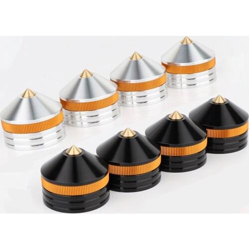 4Pcs 39-33mm Silver/Blac Aluminum alloy Brass head Speaker Spike Cone Pad Isolation Base Feet Pads