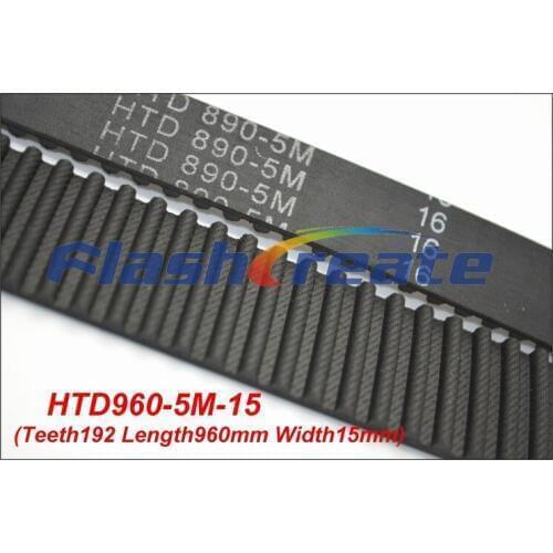 5pcs HTD5M belt 960 5M 15 Teeth=192 Length=960mm Width=15mm 5M timing belt rubber closed-loop belt 960-5M S5M Belt 5M Pulley