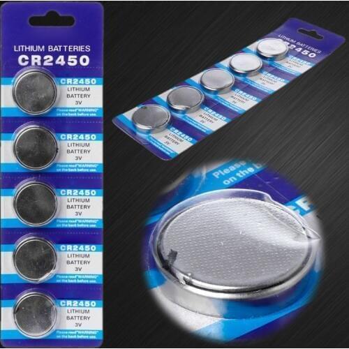 5PCS Button Battery CR2450 Electronic Lithium Coin Cell Batteries 3V KCR2450 5029LC LM2450 Watch Toy Remote