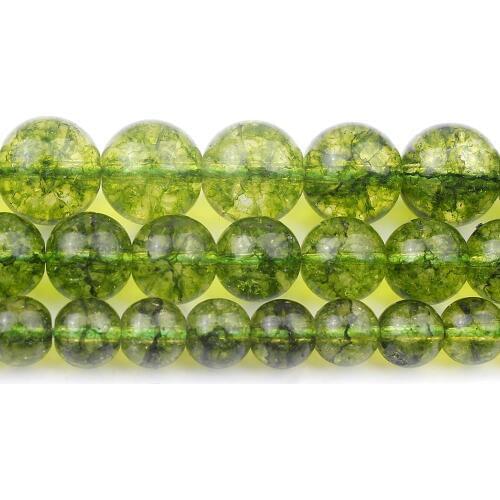 6/8/10mm Peridot Quartzs Glass Stone Beads Round Loose Beads For Jewellery Making Bracelet Necklace 15