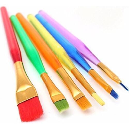 6pcsCandy Colors Brushes Translucent Plastic handle Painting Brushes