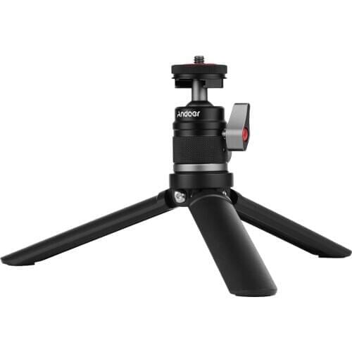Andoer Mini Cold Shoe Ball Head Tripod Dual Use Aluminum Alloy Compatible with DSLR Action Camera Flash Light Phone Holder