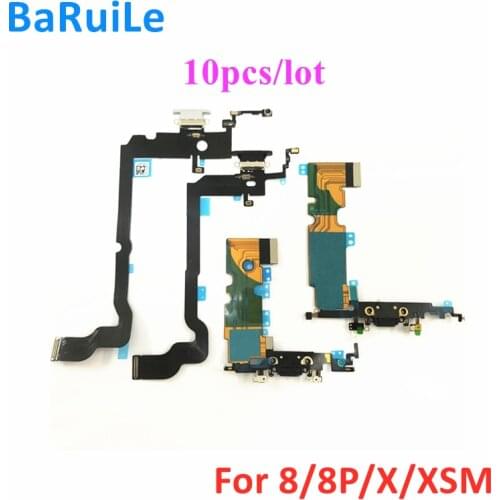 BaRuiLe 10pcs Charging port Flex Cable for iPhone 6 6S 7 8 Plus USB Dock Connector Charger Ports Ribbon for iphone X XS Max XR
