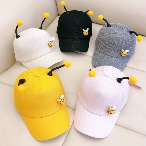 2-8years old spring childrens baseball cap boys and girls 3D bee Snapback adjustable summer breathable mesh sun hat hip hop hat