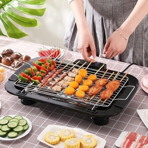 Smokeless Indoor/Outdoor Electric Grill Portable Tabletop Grill Adjustable Temperature Control Kitchen BBQ Grills EU Plug