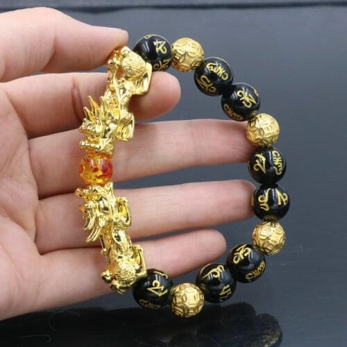 Feng Shui Good Luck Bracelets For Men Women Obsidian Bead Charm Pi Xiu Bracelet Pi Yao Attract Wealth Money Men Couples Jewelry