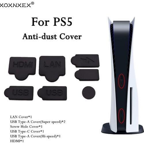 Black Silicone Dust Plugs Set USB HDM Interface Anti-dust Cover Dustproof Plug for PS5 Game Console Accessories Parts