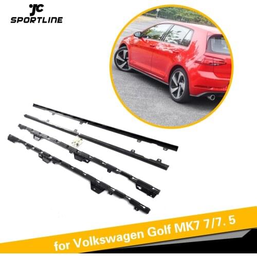 Black PP Door Protector Chin Kit Guard Side Skirts Aprons for Volkswagen VW GOLF 7 7.5 MK7 7.5 R R Line Hatchback 2014 - 2018