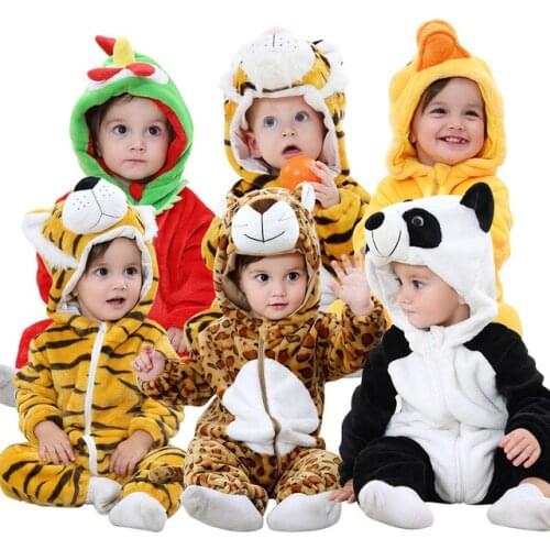 Baby Boy Girls Animal Panda fox lion Costumes Rompers Cute Fleece Toddler Jumpsuits Baby Climb Clothes Infant Clothes Halloween