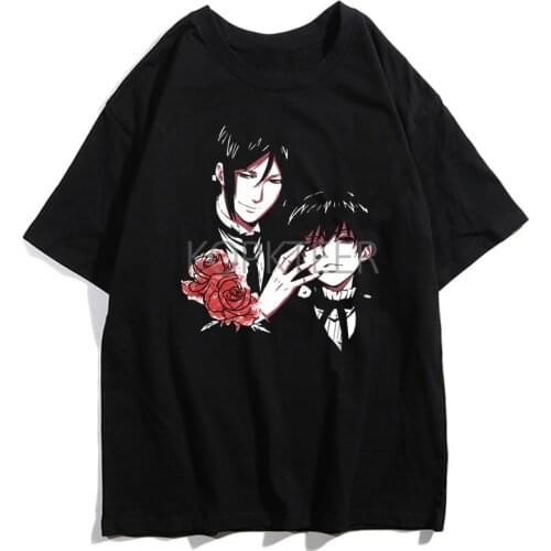 Black Butler Sebastian Ciel Phantomhive T-Shirt Anime Men Women Casual Streetwear Harajuku Summer Short Sleeve T-shirts Tops Tee