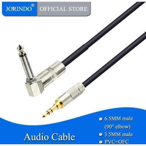 JORINDO 1.5M/4.9FT 3.5MM male to 6.5MM male 90 elbow audio cable,6.35MM to 3.5 cell phone notebook microphone amplifier line