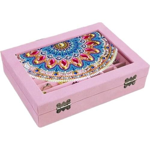 DIY Diamond Painting Jewelry Storage Box Pink Butterfly Picture Rhinestones Diamond Mosaic Embroidery Tool kit Womens Gift
