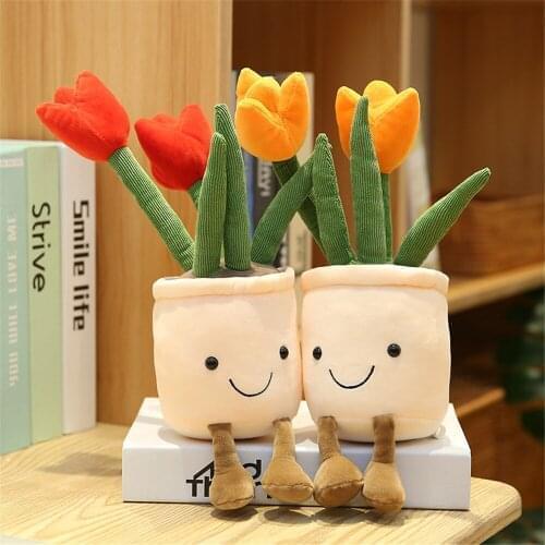 Creative Household Items Artificial Plant Tulip Stuffed Flower Baby Gift Room Decor Lovely Soft Plush Toy Birthday Present