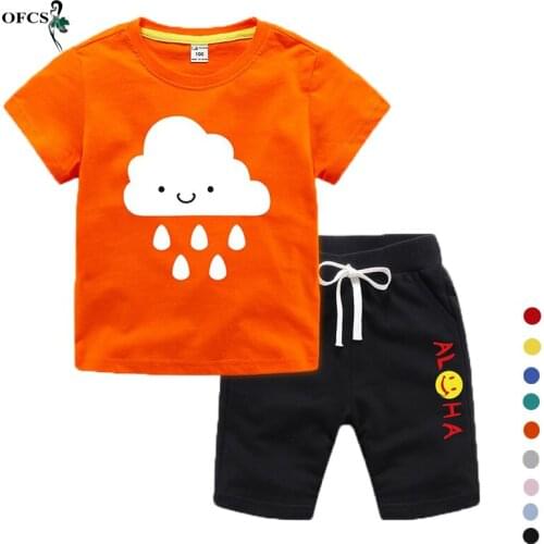 Summer Baby Cotton Outfit Set Children Soft T-shirt +Shorts Suit Boy Girl Kids Cartoon infant Cheap Stuff Clothes For 2-12Year