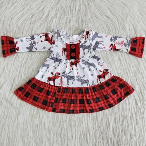 Hot Sale Toddler Baby Girl Dress Christmas Outfits Girls Boutique Dresses Long Sleeve Baby Rompers Fashion Outfits Dress Rompers