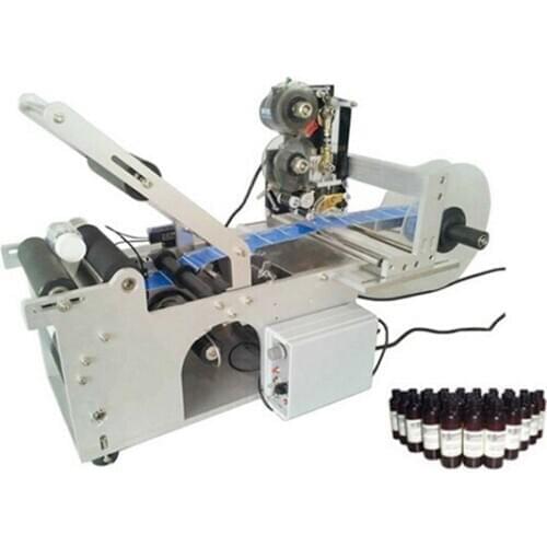 Beverage medicine glass plastic bottle labeling machine with label printing machine