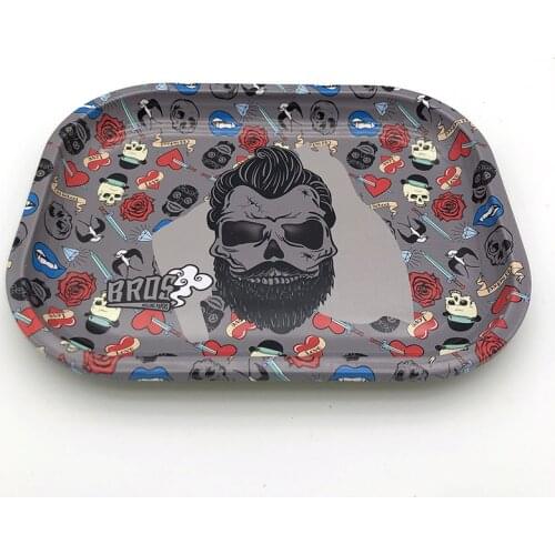 High-end Metal Tobacco Rolling Tray Cool Mens Pattern 18*14CM Cigarette Smoke Herb Tinplate Plate Smoking Weed Accessorie