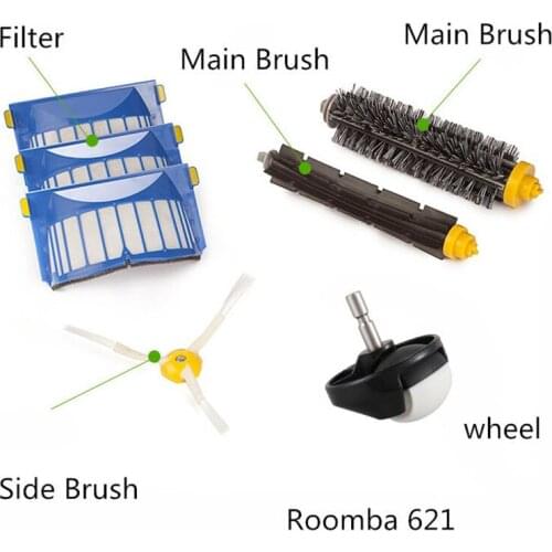Washable Robot Parts Suit for iRobot Roomba 621 Roomba621 Vacuum Cleaner Turbo Brush Side Brush Hepa Filter Wheels Kits