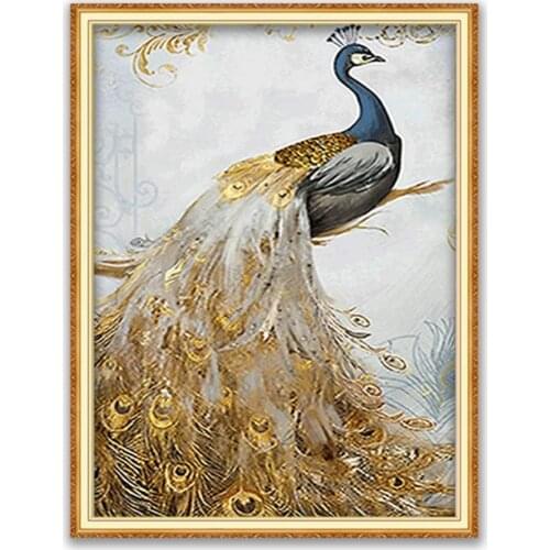 Animal Peacock DIY 11CT Cross Stitch Embroidery Kits Craft Needlework Set Cotton Thread Printed Canvas Home Decoration Design
