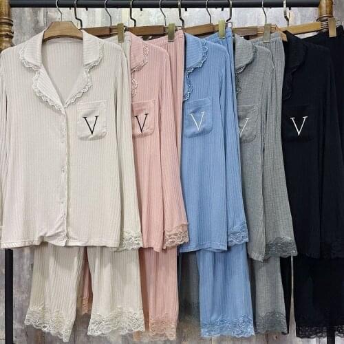 New autumn and winter modal cotton suits, casual trousers and long-sleeved pajamas, loose and comfortable home wear