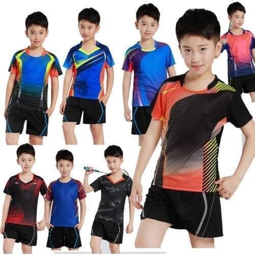 New children badminton shirt set , Boys badminton shorts , tennis shirt kid , Girl tennis tee shirts, Table T Shirt + Shorts