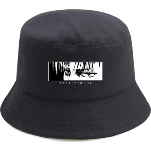 Panama for Men Attack on Titan Anime Print Bucket Hat Summer Spring 2021 New Casual Fashion Panama Bucket Hat for Woman Black