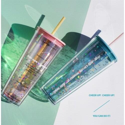 Lovely Straw Cup Cold Drink Cup Plastic with Bow Lid Straw Bottle Rinks Plastic Iced Milk Juice Coffee Drinkware Water Bottle