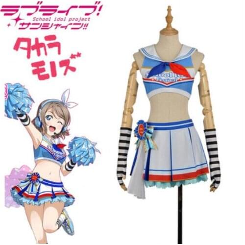 LoveLive!Sunshine!! HOT Anime COSPLAY Watanabe You COS Halloween Party COSPLAY Sweet Cheerleaders Costumes Sets