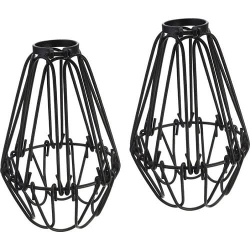 Adjustable Wire Cage Lampshade, 2 Pack Metal Bird Cage Bulb Guard Island Pendant Lighting Fixture Drop Lamp Holder