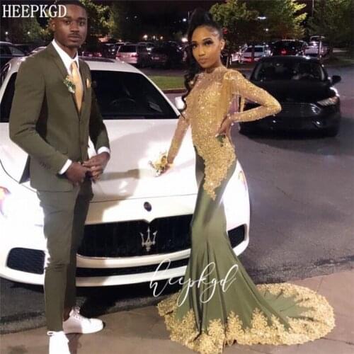 Luxury Mermaid Prom Dresses With Gold Tassel Beaded Lace Long Sleeves Black Girls Graduation Dress Customize Wedding Party Gowns