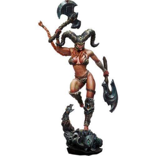 Assembly Unpainted Scale 1/24 75mm female soldier with hatchet 75mm figure Historical Resin Model