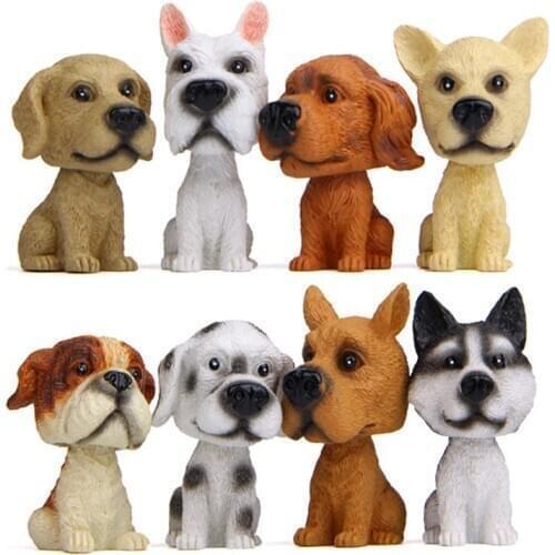 Cute Simulation Dog Golden Labrador Retriever French Bulldog Shaking Head Dolls Action Figures Toys Car Decoration Pet Models