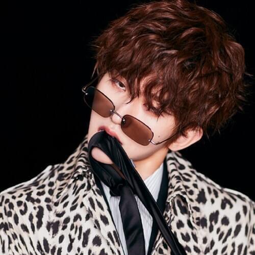 Blue rectangular sunglasses rimless men metal fashion square sun glasses for women gradient lens frameless 2021 uv400