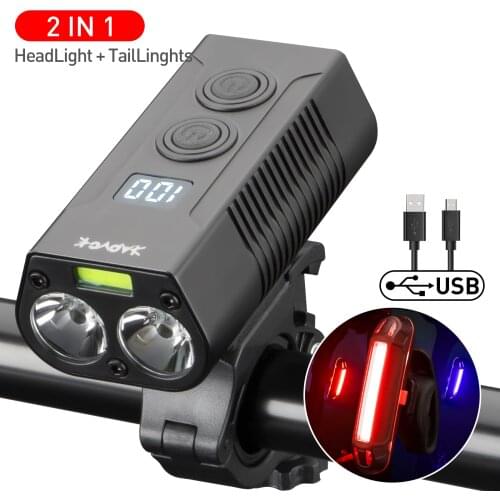 Bicycle Light Rainproof USB Charging LED Lights Front Headlight + Rear Taillight Cycling Lights Bike Accessories