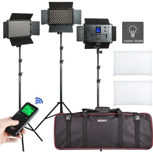 VILROX 2/3PCS VL-S192T LED Video Light Bi-color Dimmable Wireless remote Panel Lighting Kit + 75"Light Stand for studio shooting