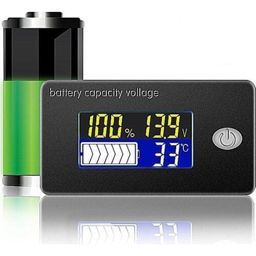 DC 10V~100V Li-ion Lifepo4 Lead acid Battery Tester Capacity Indicator Meter Voltmeter Temperature Monitor 12V 24V 36V 48V 96V