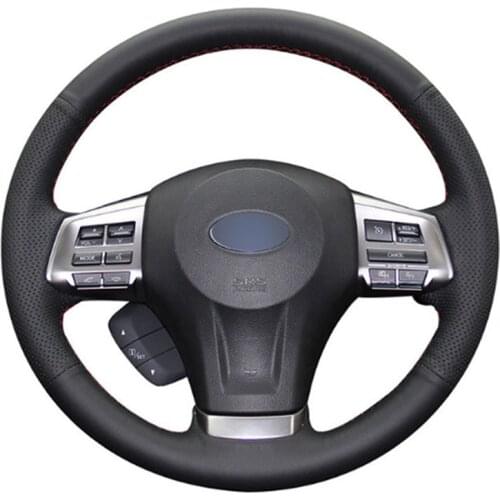 Top Leather Steering Wheel Hand-stitch on Wrap Cover For Subaru Forester 2013-2015 Legacy 2013-2014 Outback 2013-2014 XV 13-15