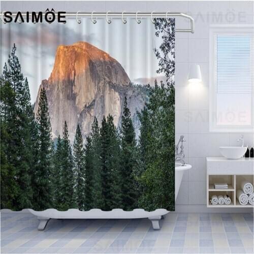 Nature Landscape Shower Curtain Fabric Waterproof Bathroom Curtains Forest Tree Plant Bath Curtains Bathtub Screen Decoration