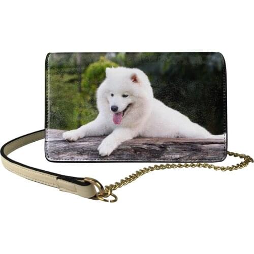 Funny Samoyed Dog Print Women Evening Clutch Handbag Small Shoulder Bag Women Crossbody Party Purse Leather Female Flap Bags