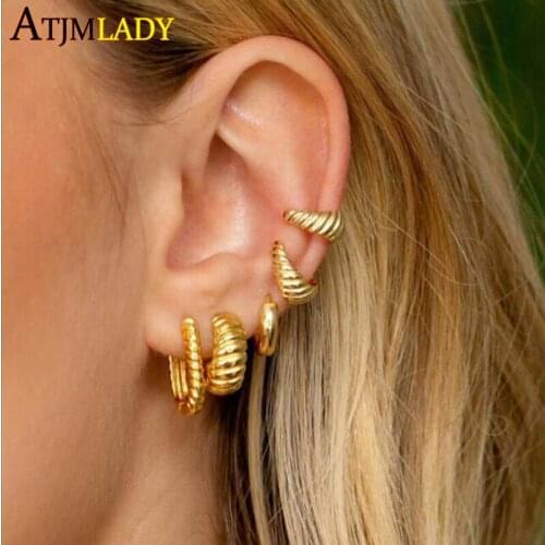 High Quality Gold Color Plated Geometric European Women Lady Jewelry 2021 Fashion Trendy Fashion Simple Twist Hoop Earring